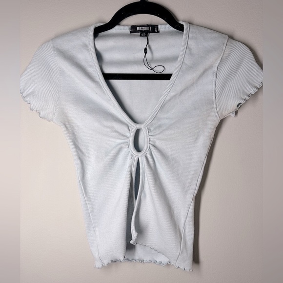 Sky Blue Keyhole Shirt - Picture 2 of 7